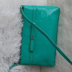 Kate Spade Camilla Street Amy Bow Turquoise green patent crossbody